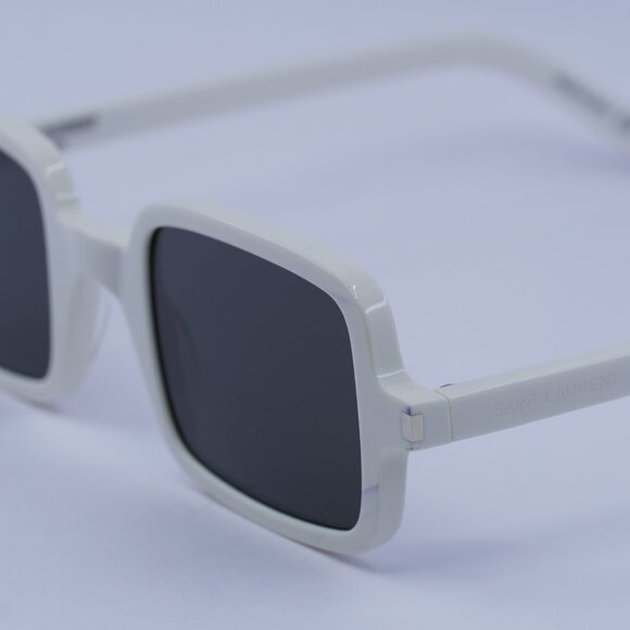 Saint Laurent SL332 003 Sunglasses Ivory Rectangle Frame, Grey Lenses - Picture 2 of 10